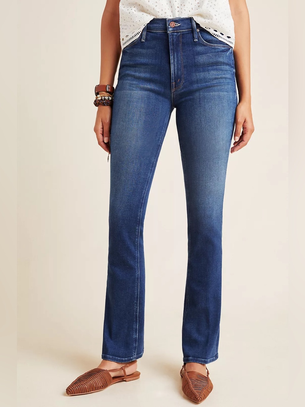 MOTHER Dark Blue High-Rise Flare Jeans
